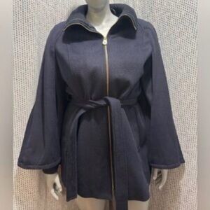 Navy Belted Wool Cape Coat - Laundry by Shelli Secal